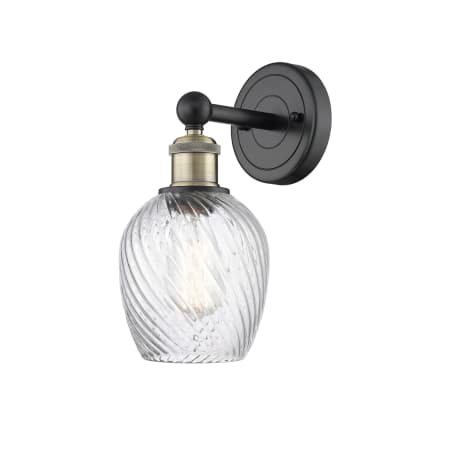A large image of the Innovations Lighting 616-1W-12-5 Salina Sconce Black Antique Brass / Clear Spiral Fluted