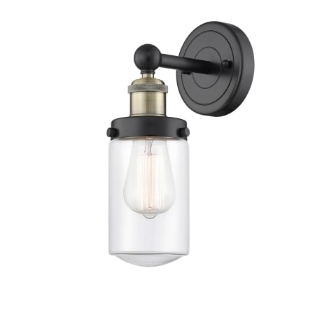 A large image of the Innovations Lighting 616-1W-10-7 Dover Sconce Black Antique Brass / Clear