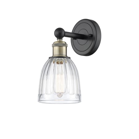 A large image of the Innovations Lighting 616-1W-12-6 Brookfield Sconce Black Antique Brass / Clear