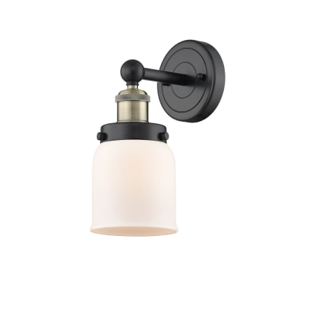 A large image of the Innovations Lighting 616-1W-10-7 Bell Sconce Black Antique Brass / Matte White