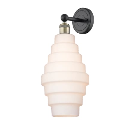 A large image of the Innovations Lighting 616-1W-20-8 Cascade Sconce Black Antique Brass / White