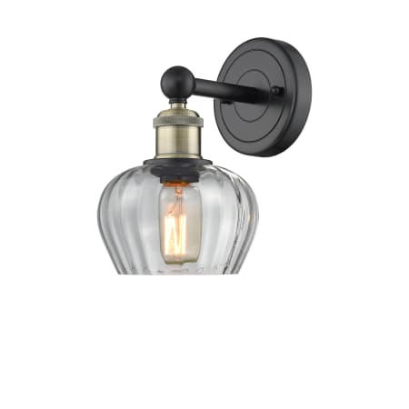 A large image of the Innovations Lighting 616-1W-10-7 Fenton Sconce Black Antique Brass / Clear