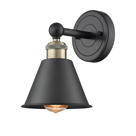 A large image of the Innovations Lighting 616-1W-10-7 Smithfield Sconce Black Antique Brass / Matte Black