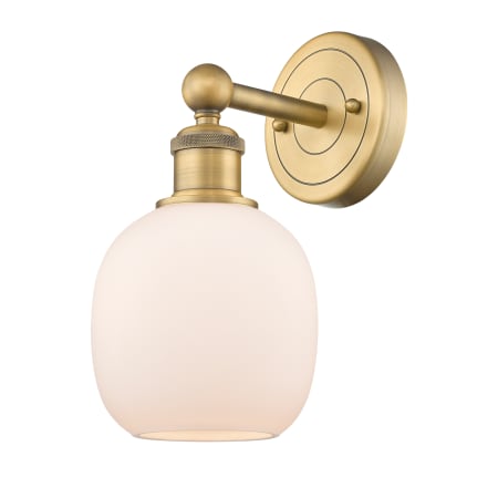 A large image of the Innovations Lighting 616-1W-12-6 Belfast Sconce Brushed Brass / Matte White