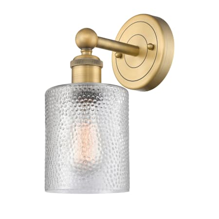 A large image of the Innovations Lighting 616-1W-12-5 Cobbleskill Sconce Brushed Brass / Clear