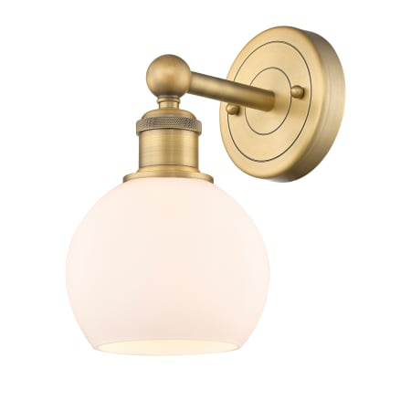 A large image of the Innovations Lighting 616-1W-11-6 Athens Sconce Brushed Brass / Matte White