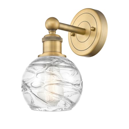 A large image of the Innovations Lighting 616-1W-11-6 Athens Deco Swirl Sconce Brushed Brass / Clear Deco Swirl