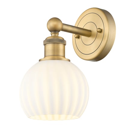 A large image of the Innovations Lighting 616-1W 10 6 White Venetian Sconce Brushed Brass