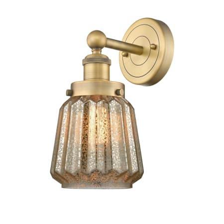 A large image of the Innovations Lighting 616-1W-10-7 Chatham Sconce Brushed Brass / Mercury