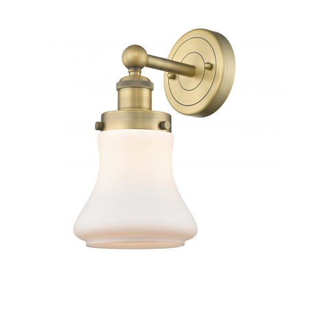 A large image of the Innovations Lighting 616-1W-10-7 Bellmont Sconce Brushed Brass / Matte White