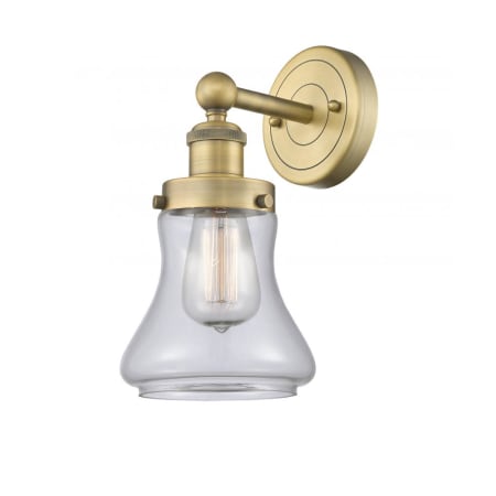 A large image of the Innovations Lighting 616-1W-10-7 Bellmont Sconce Brushed Brass / Clear