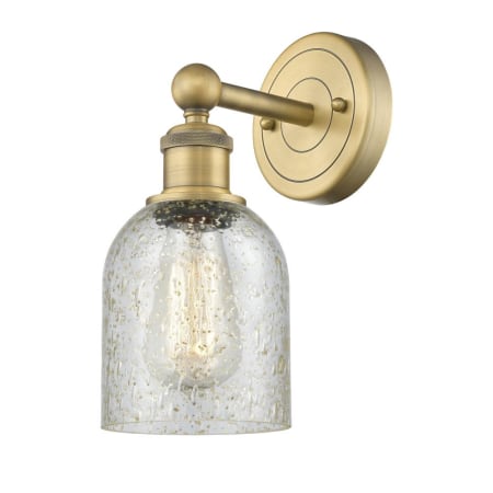 A large image of the Innovations Lighting 616-1W-12-5 Caledonia Sconce Brushed Brass / Mica