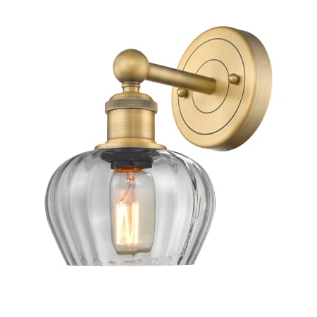 A large image of the Innovations Lighting 616-1W-10-7 Fenton Sconce Brushed Brass / Clear