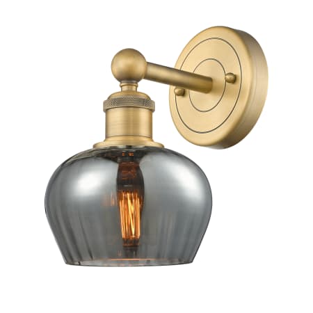 A large image of the Innovations Lighting 616-1W-10-7 Fenton Sconce Brushed Brass / Plated Smoke
