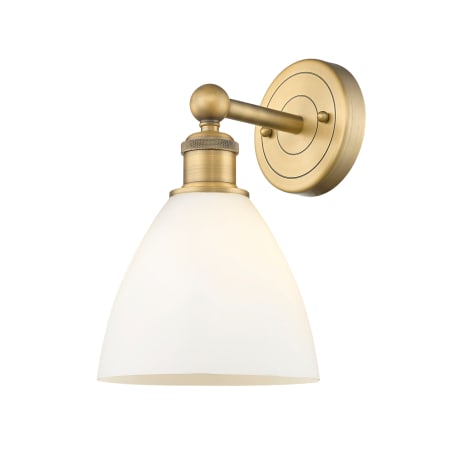 A large image of the Innovations Lighting 616-1W-12-8 Bristol Sconce Brushed Brass / Matte White