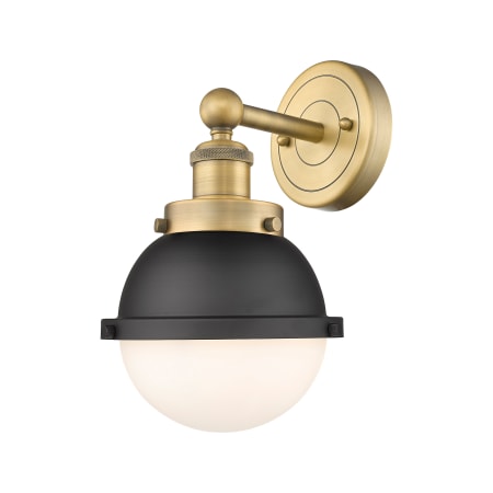 A large image of the Innovations Lighting 616-1W-12-7 Hampden Sconce Brushed Brass / Matte White