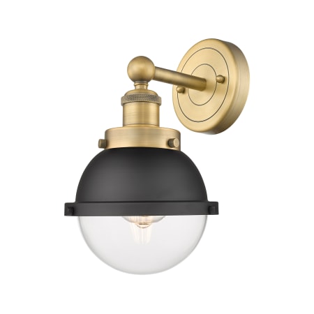 A large image of the Innovations Lighting 616-1W-12-7 Hampden Sconce Brushed Brass / Clear