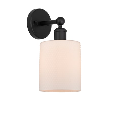 A large image of the Innovations Lighting 616-1W-12-5 Cobbleskill Sconce Matte Black / Matte White