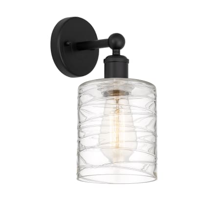 A large image of the Innovations Lighting 616-1W-12-5 Cobbleskill Sconce Matte Black / Deco Swirl