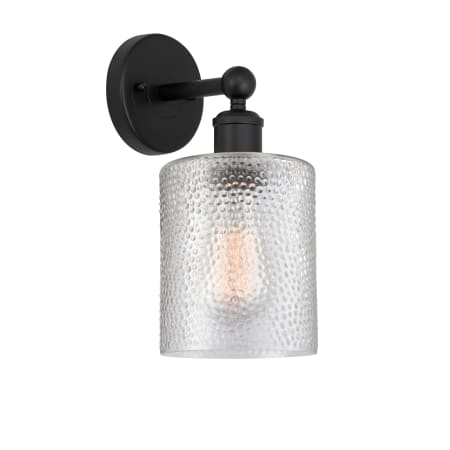 A large image of the Innovations Lighting 616-1W-12-5 Cobbleskill Sconce Matte Black / Clear