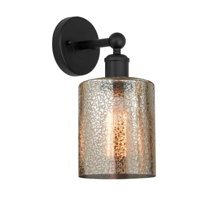A large image of the Innovations Lighting 616-1W-12-5 Cobbleskill Sconce Matte Black / Mercury