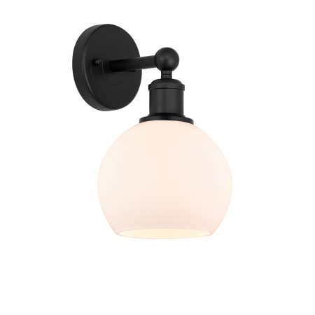 A large image of the Innovations Lighting 616-1W-11-6 Athens Sconce Matte Black / Matte White