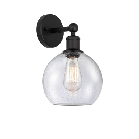 A large image of the Innovations Lighting 616-1W-13-8 Athens Sconce Matte Black / Seedy