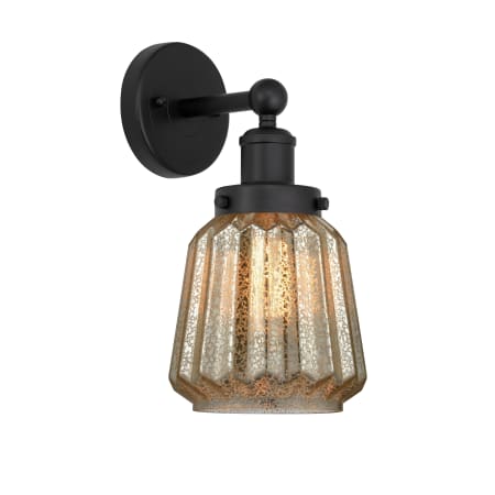 A large image of the Innovations Lighting 616-1W-10-7 Chatham Sconce Matte Black / Clear