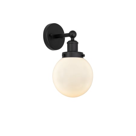 A large image of the Innovations Lighting 616-1W-10-7 Beacon Sconce Matte Black / Matte White