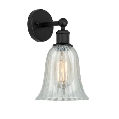 A large image of the Innovations Lighting 616-1W-14-6 Hanover Sconce Matte Black / Mouchette