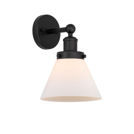 A large image of the Innovations Lighting 616-1W-12-8 Cone Sconce Matte Black / Matte White