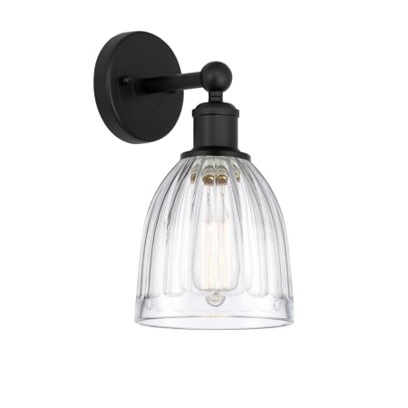 A large image of the Innovations Lighting 616-1W-12-6 Brookfield Sconce Matte Black / Clear