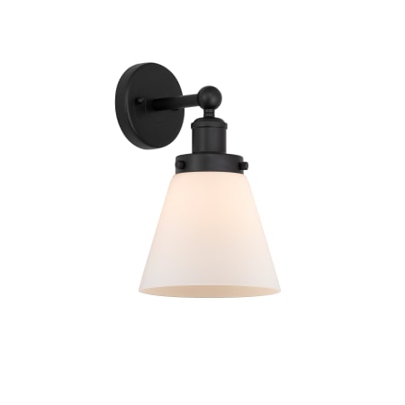 A large image of the Innovations Lighting 616-1W-10-7 Cone Sconce Matte Black / Matte White
