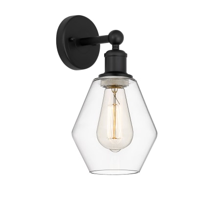 A large image of the Innovations Lighting 616-1W-12-6 Cindyrella Sconce Matte Black / Clear