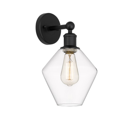 A large image of the Innovations Lighting 616-1W-14-8 Cindyrella Sconce Matte Black / Clear