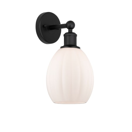 A large image of the Innovations Lighting 616-1W-13-6 Eaton Sconce Matte Black / Matte White