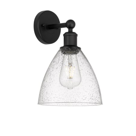 A large image of the Innovations Lighting 616-1W-12-8 Bristol Sconce Matte Black / Seedy