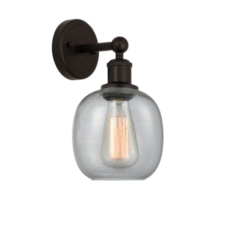 A large image of the Innovations Lighting 616-1W-12-6 Belfast Sconce Oil Rubbed Bronze / Seedy