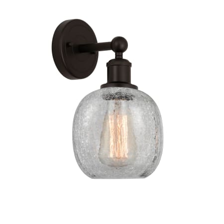 A large image of the Innovations Lighting 616-1W-12-6 Belfast Sconce Oil Rubbed Bronze / Clear Crackle