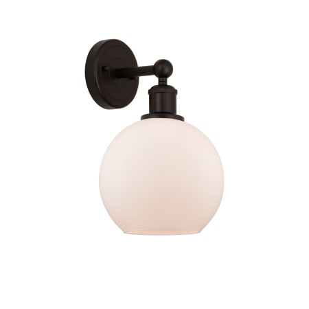 A large image of the Innovations Lighting 616-1W-13-8 Athens Sconce Oil Rubbed Bronze / Matte White