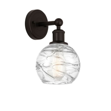 A large image of the Innovations Lighting 616-1W-11-6 Athens Sconce Oil Rubbed Bronze / Clear Deco Swirl