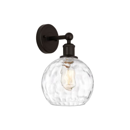 A large image of the Innovations Lighting 616-1W-13-8 Athens Sconce Oil Rubbed Bronze / Clear Water Glass