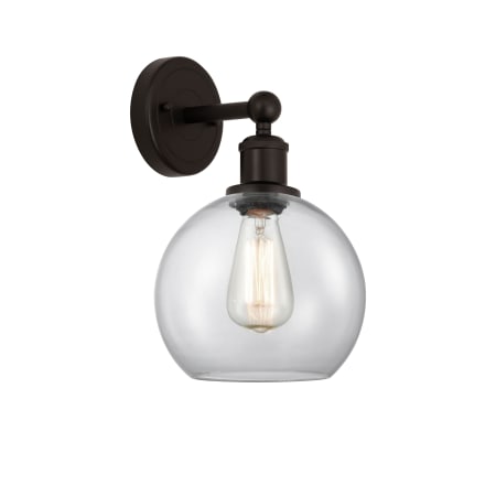 A large image of the Innovations Lighting 616-1W-13-8 Athens Sconce Oil Rubbed Bronze / Clear