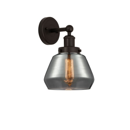 A large image of the Innovations Lighting 616-1W-10-7 Fulton Sconce Oil Rubbed Bronze / Plated Smoke