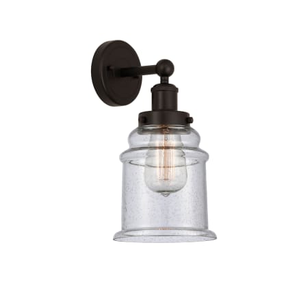 A large image of the Innovations Lighting 616-1W-13-6 Canton Sconce Oil Rubbed Bronze / Seedy