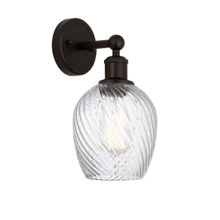 A large image of the Innovations Lighting 616-1W-12-5 Salina Sconce Oil Rubbed Bronze / Clear Spiral Fluted