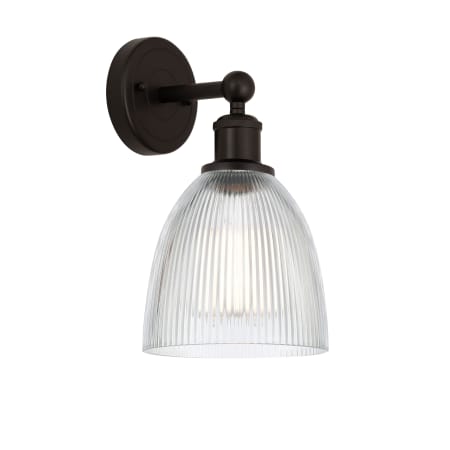 A large image of the Innovations Lighting 616-1W-12-6 Castile Sconce Oil Rubbed Bronze / Clear