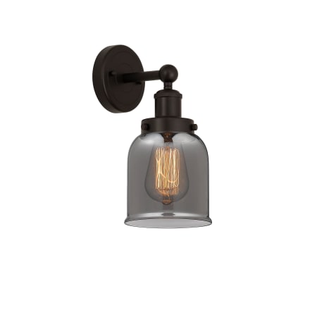A large image of the Innovations Lighting 616-1W-10-7 Bell Sconce Oil Rubbed Bronze / Plated Smoke