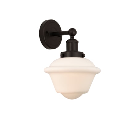 A large image of the Innovations Lighting 616-1W-10-7 Oxford Sconce Oil Rubbed Bronze / Matte White