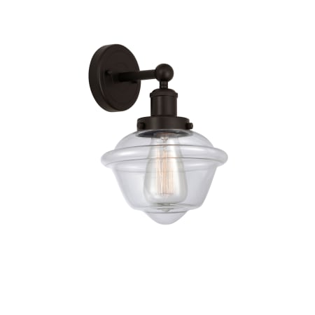 A large image of the Innovations Lighting 616-1W-10-7 Oxford Sconce Oil Rubbed Bronze / Clear